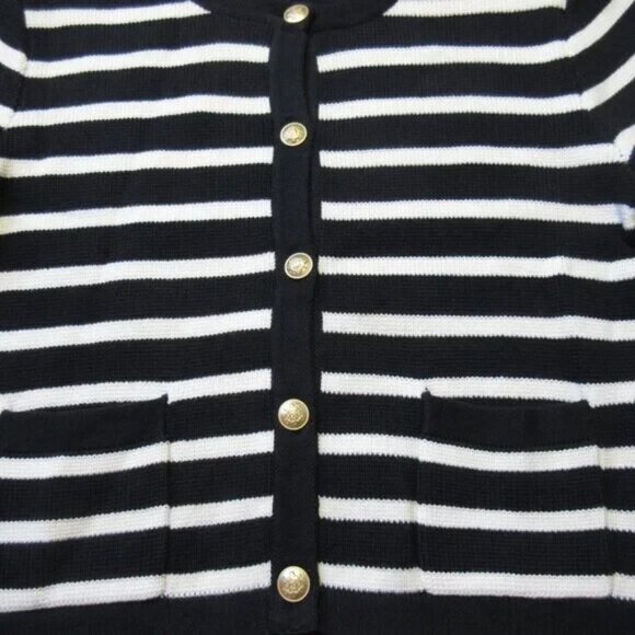 NWT J.Crew Emilie Sweater Lady Jacket in Black Ivory Stripe Knit Cardigan 3X - Picture 5 of 6